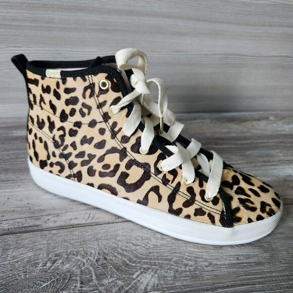 Kate Spade Keds X New York Kickstart High Top Leopard Sneakers Lace Shoes 7.5 - Picture 3 of 16